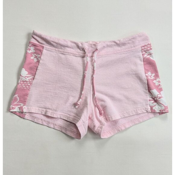 Y2K Kowah Hawaiian Shorts Size Small Pink Floral Medium Rise - Picture 1 of 8